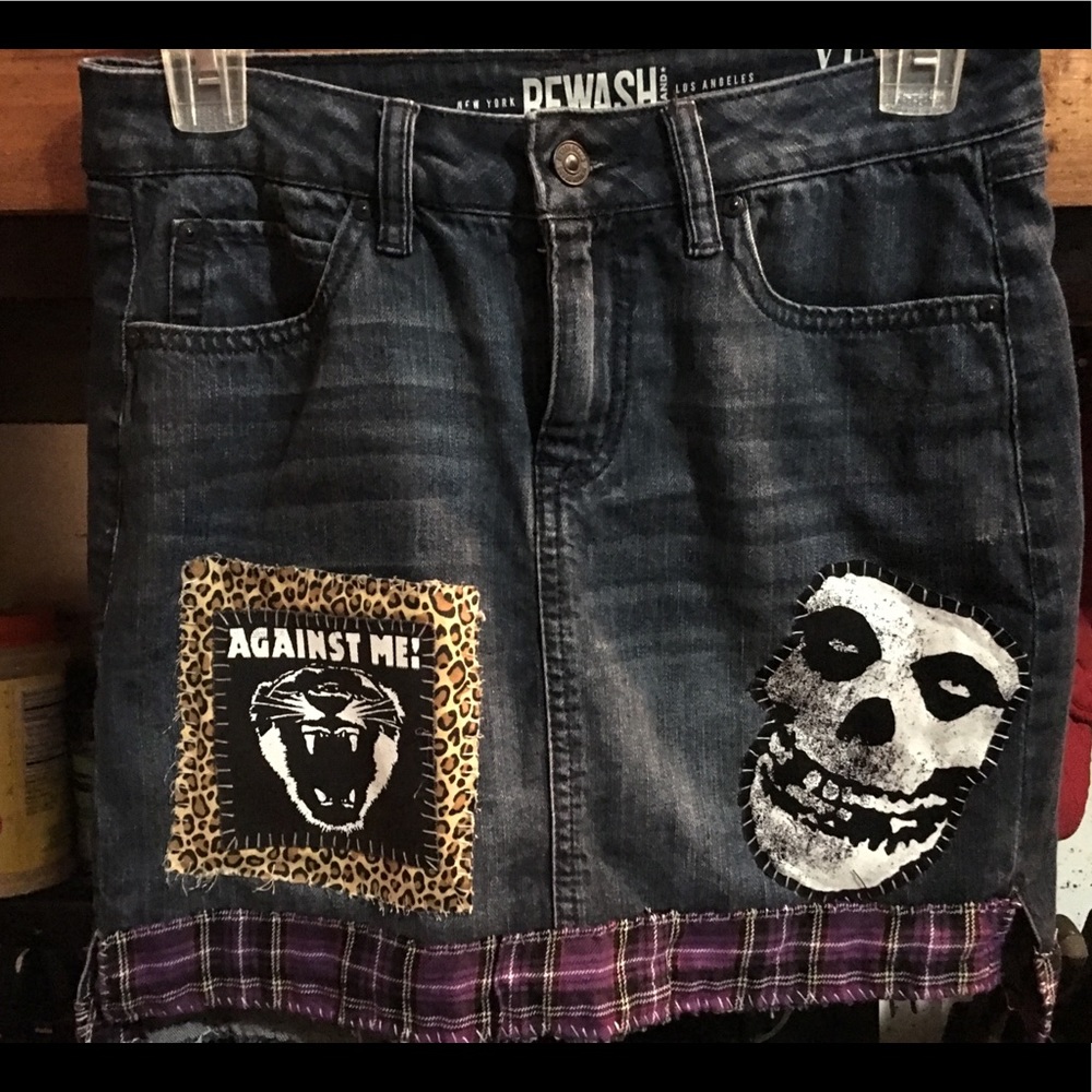 Handmade/hand stitched punk rock skirt